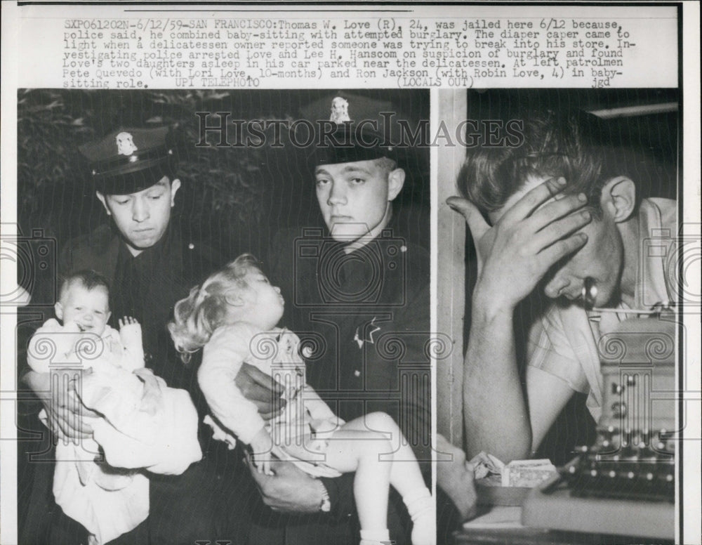 1959 Press Photo Thomas Lover, jailed for attempted burglary while baby sitting. - Historic Images