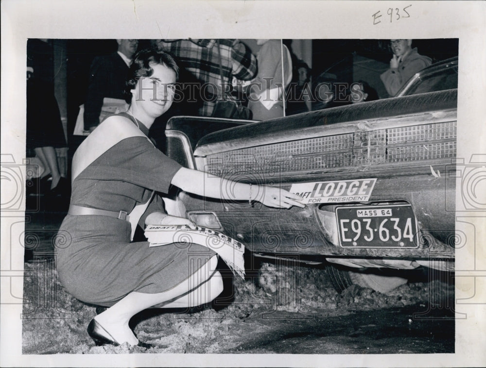 1964 Press Photo Louisa Wadsworth "Lodge For President" - Historic Images