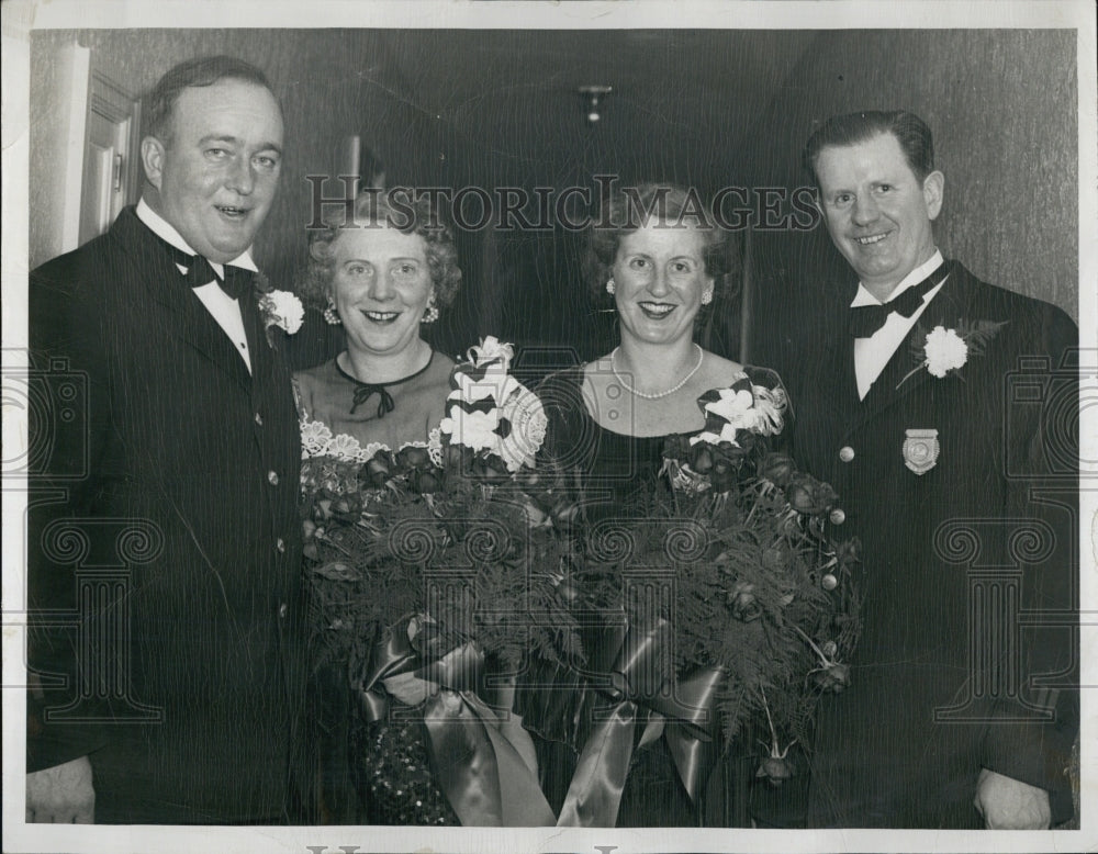 1949 Press Photo Mr. &amp; Mrs. Michael Barry; Mr. &amp; Mrs. Paul Cloran at Police Ball - Historic Images