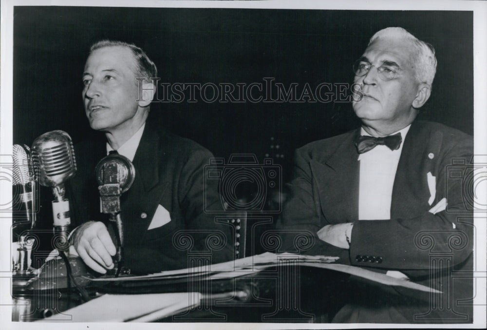 1947 Press Photo Motion Picture Assn. of America Pres. Eric Johnston,Paul McNutt - Historic Images