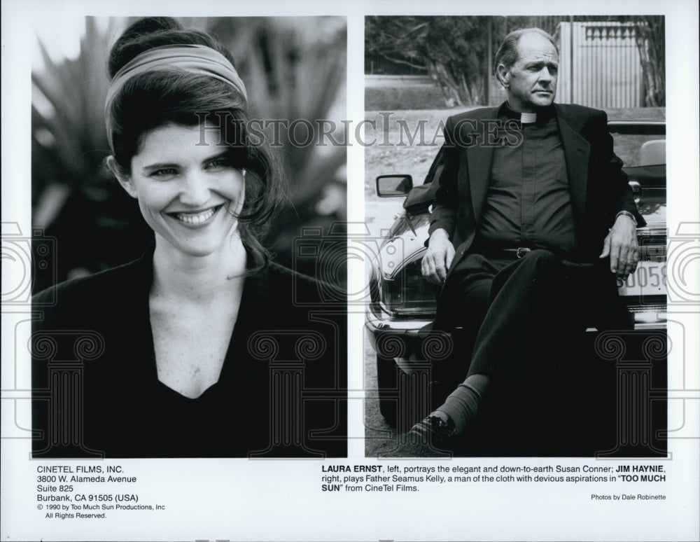 1990 Press Photo Laura Ernst &amp; Jim Haynie in &quot;Too Much Sun&quot; - Historic Images