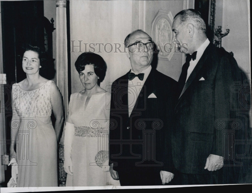 1964 Press Photo President &amp; Mrs. Johnson With Prime Minister &amp; Mrs. Levi Eshkol - Historic Images