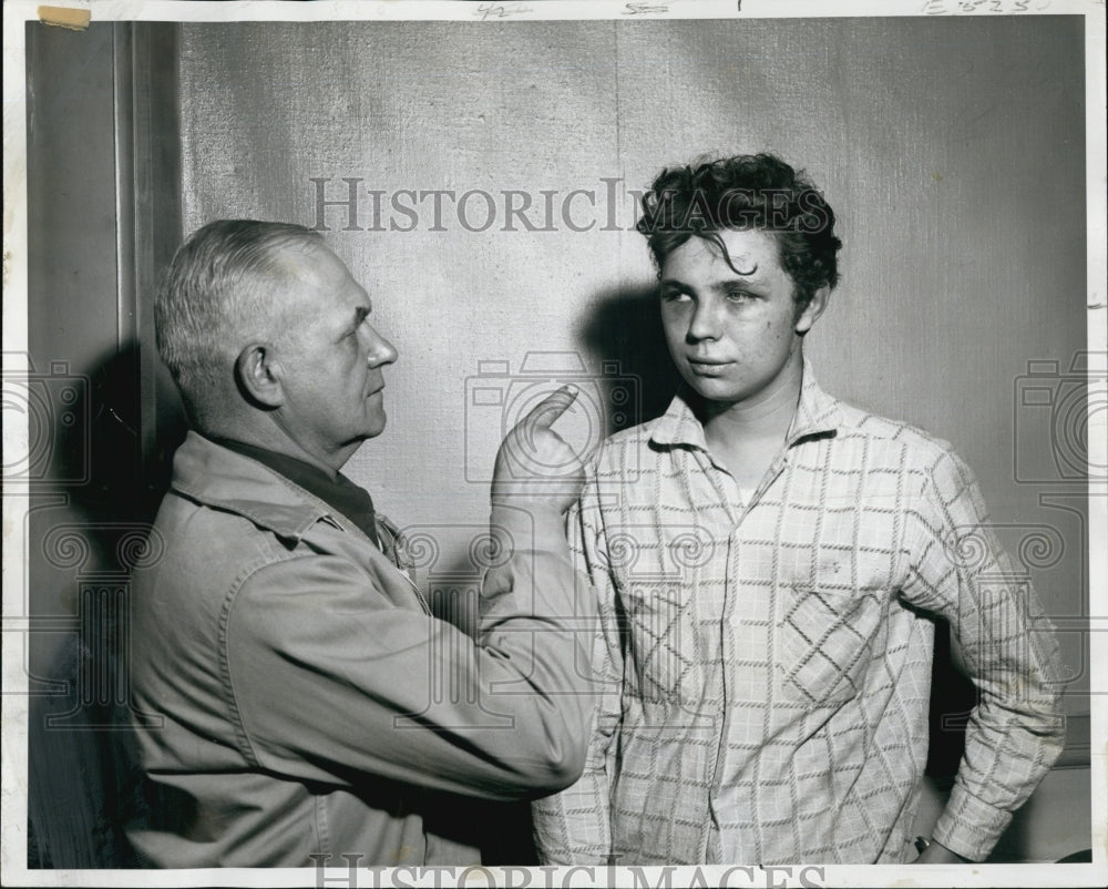 1957 Press Photo Ronald J Mattson and his father - Historic Images