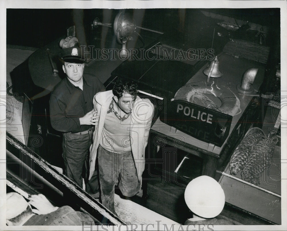 1956 Press Photo Officer W. Romano rescues Angelo La Paglia - Historic Images