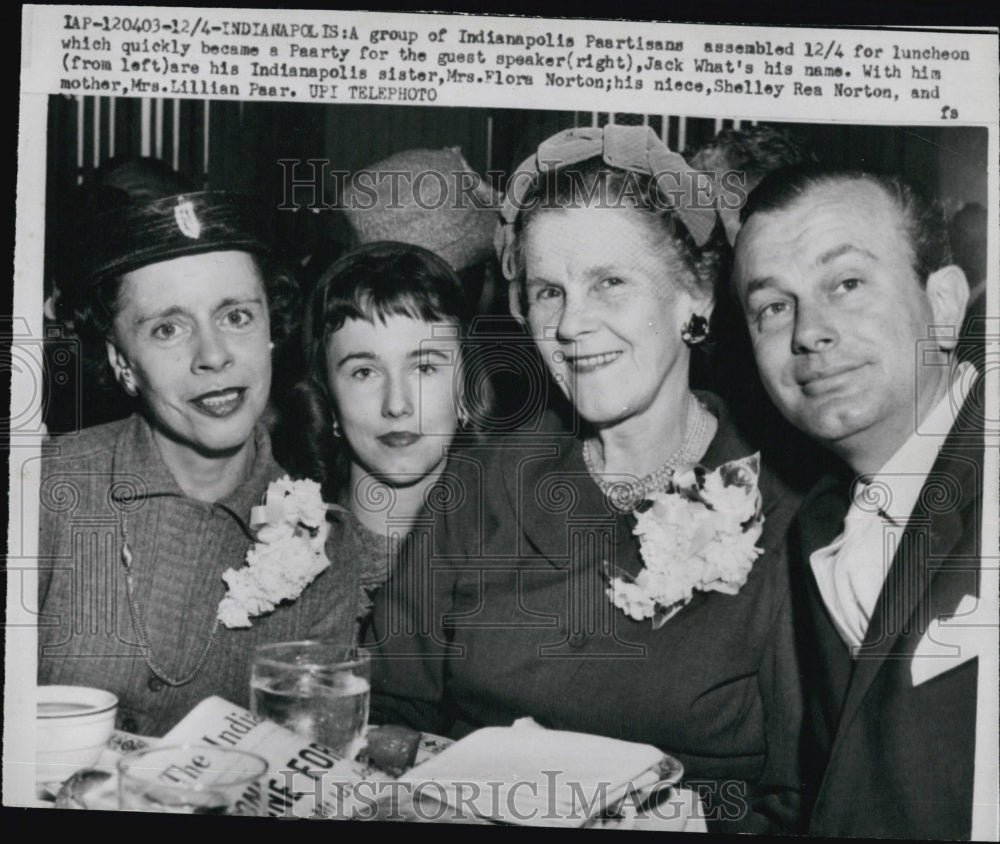 1958 Press Photo Mrs Flora Norton,Shelley Rea Norton,Mrs Lillian Paar/ Jack Paar - Historic Images