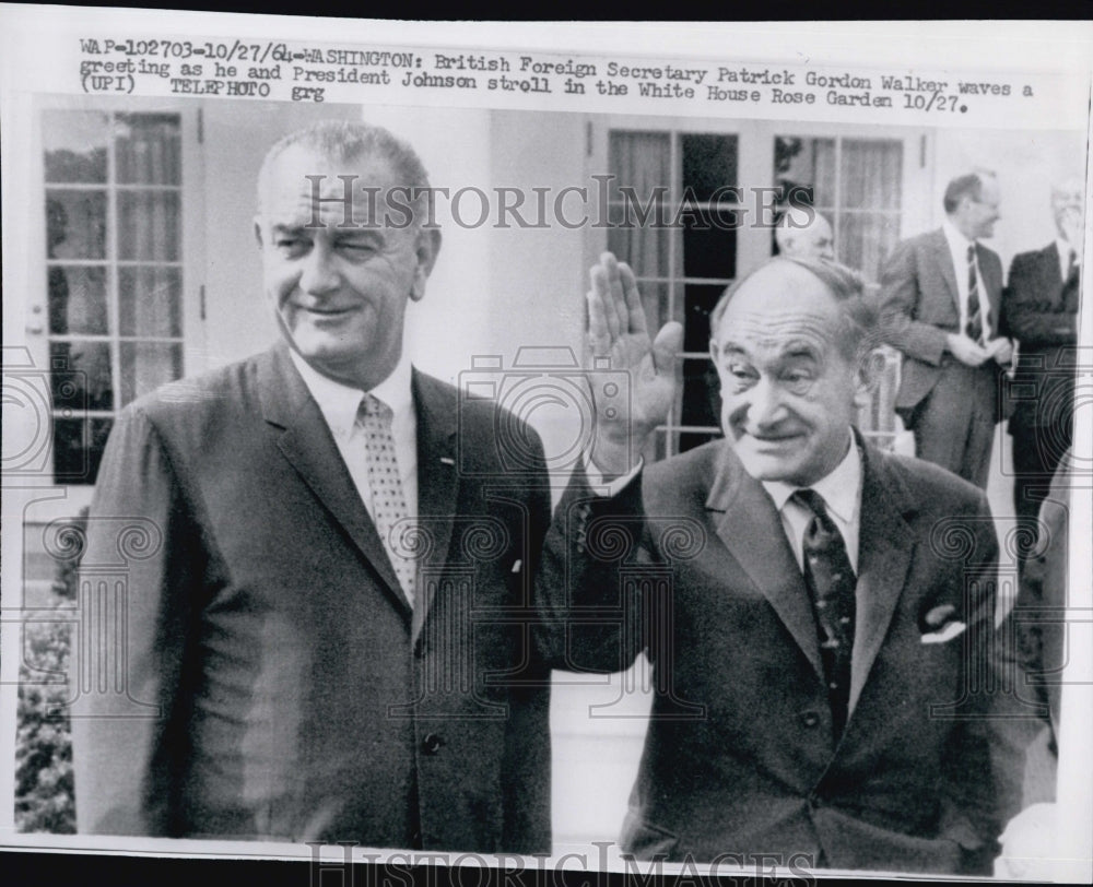 1964 Press Photo British Foreign Sec Patrick Gordon Walker/Pres Johnson - Historic Images