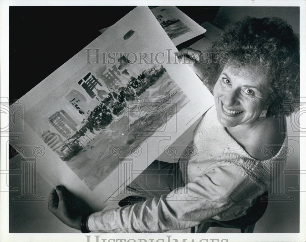 1988 Press Photo Lynn Loscutoff/Artist/Print for Mike Dukakis - Historic Images