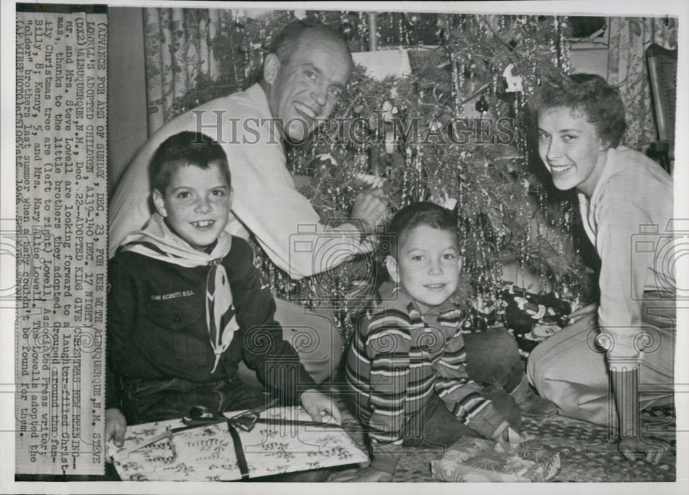 1956 Mr &amp; Mrs Steve Lowell with Adopted Kids - Historic Images