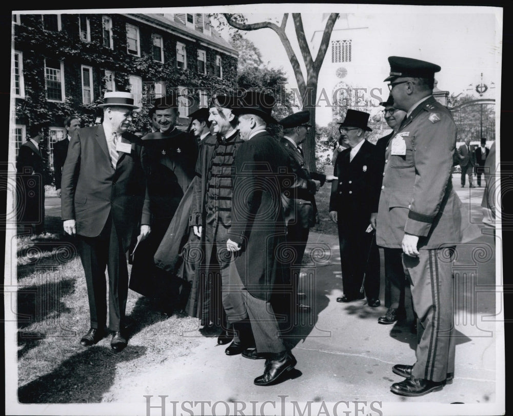 1967 Press Photo Ralph Powell, Governor Volpe & Harvard President Nathan Pussey - Historic Images