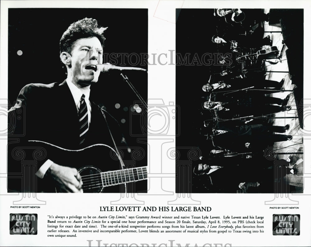 1995 Press Photo Lyle Lovettand His Large Band On Austin City Limits - Historic Images