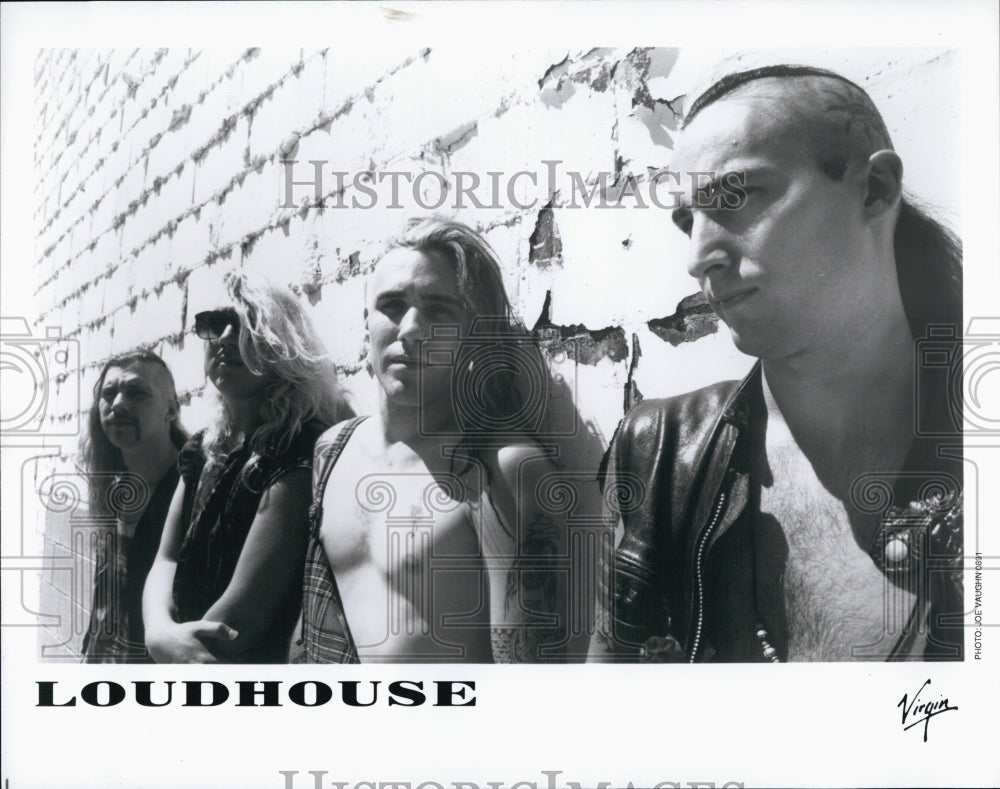 Press Photo COPY Loudhouse Metal Band Group Picture Against a Wall - Historic Images