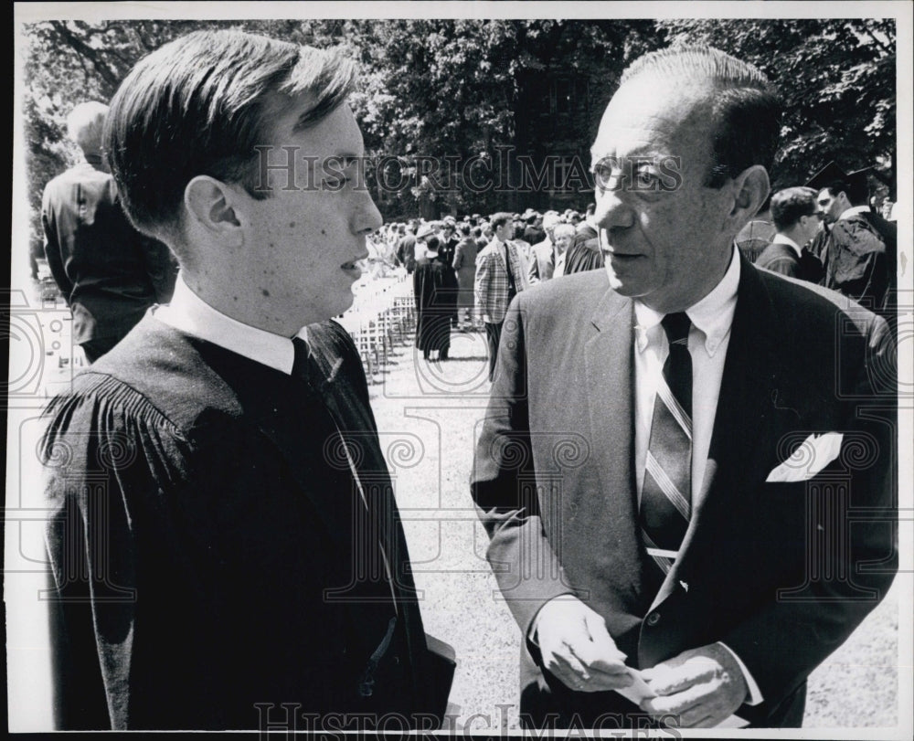 1965 Press Photo Mayor Of NYC Robert Wagner Shown With His Son Robert JR-Harvard - Historic Images