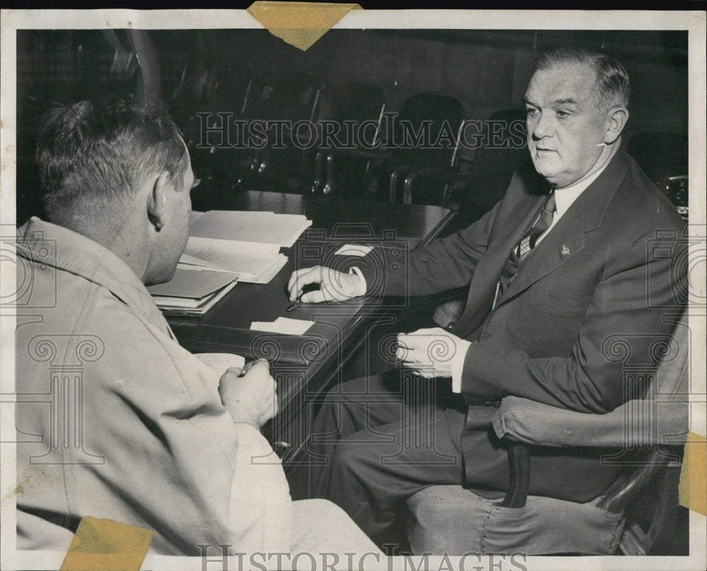 1957 Press Photo Frank J. Cavanaugh with E. Cosetti - Historic Images