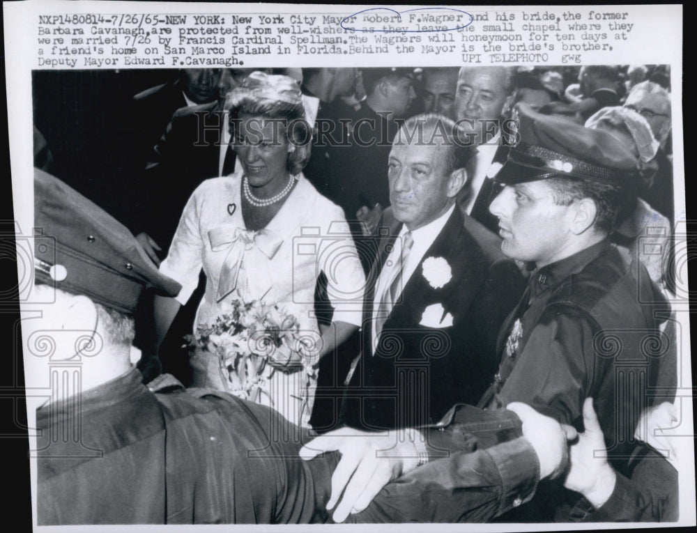 1965 Press Photo New York City Mayor Robert Wagner &amp; bride Barbara Cavanagh - Historic Images