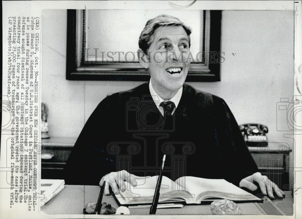 1973 Press Photo Judge Edward Gignoux of U.S. District Court - Historic Images