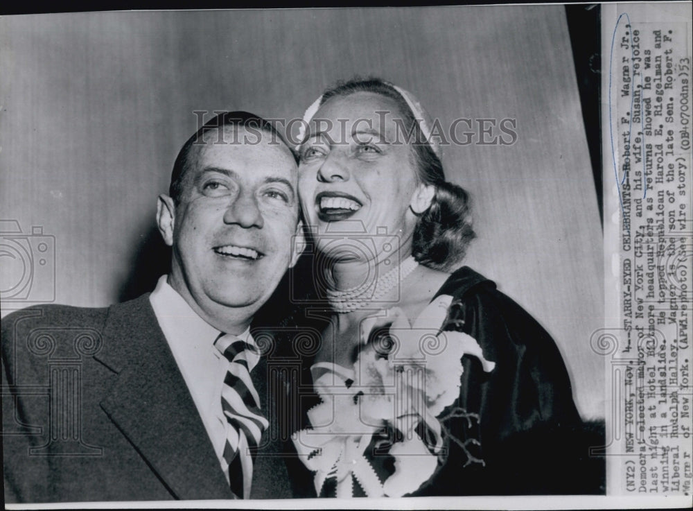 1953 Press Photo Robert Wagner, Jr. and his wife Susan - Historic Images