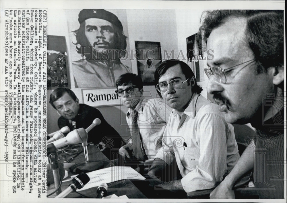 1972 Press Photo Editor David Horowitz at a news conference in Berkeley, Calif. - Historic Images