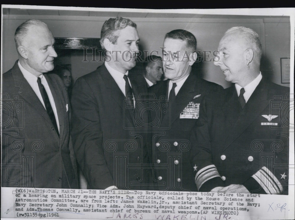 1961 Press Photo Navy Hearing on Military Space Projects James Wakelin Jr - Historic Images