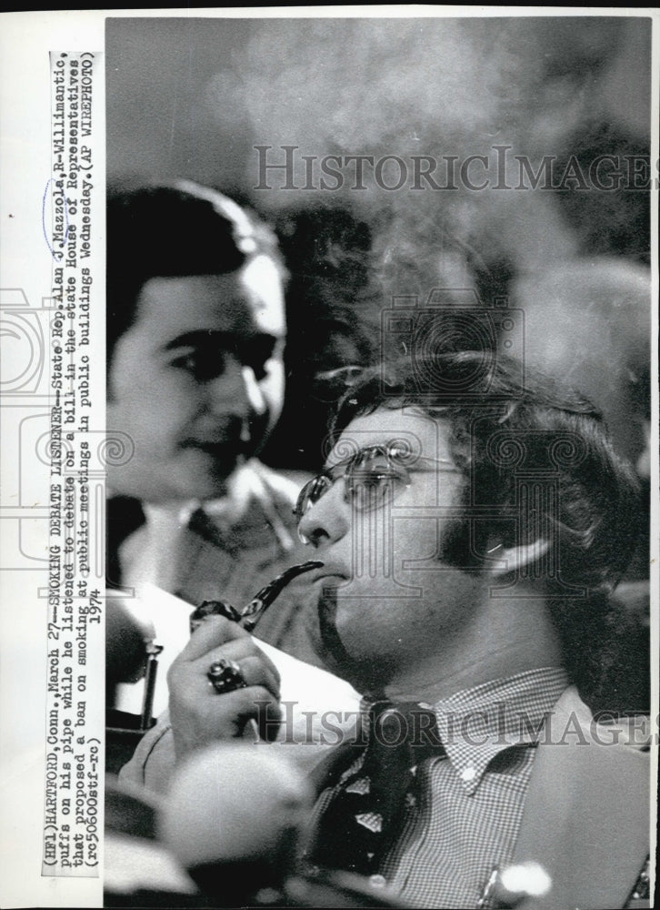 1974 Press Photo State Rep Alan J Mazzola Listening to Debate In State House - Historic Images