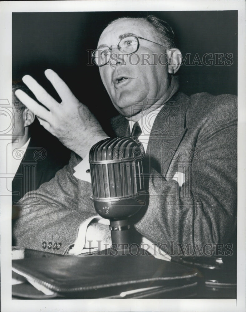 1951 Press Photo Charles E. Wilson, Defense Mobilizer, testified at senate. - Historic Images