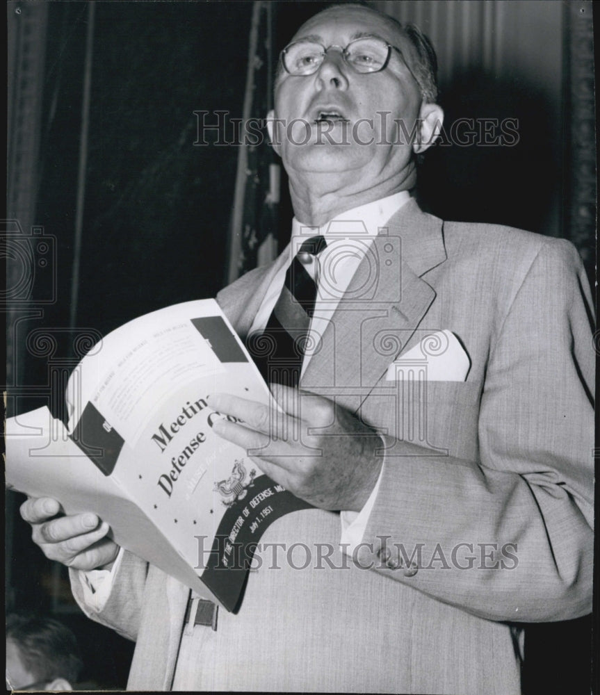 1951 Press Photo Charles E. Wilson, Director of Defense Mobilizer. - Historic Images