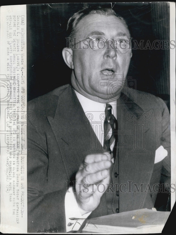 1943 Press Photo Charles E. Wilson, Exec. Vice Chairman of War Production Board. - Historic Images