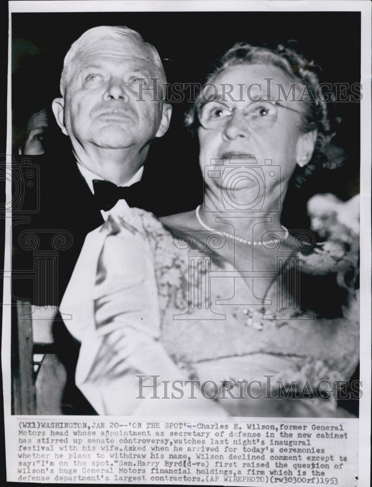 1953 Press Photo Charles E. Wilson, Sec. of Defense with wife. - Historic Images