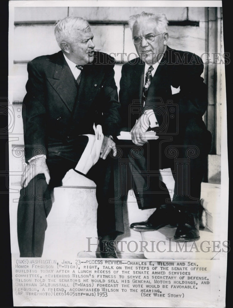 1953 Press Photo Charles E. Wilson and Sen.Homer Ferguson. - Historic Images