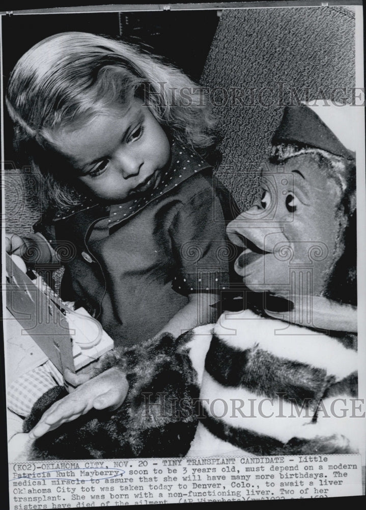 1968 Press Photo Patricia Ruth Mayberry, 3, await for a liver transplant - Historic Images