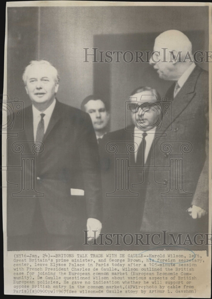 1967 Press Photo Britain&#39;s Prime Minister Harold Wilson &amp; George Brown Secretary - Historic Images