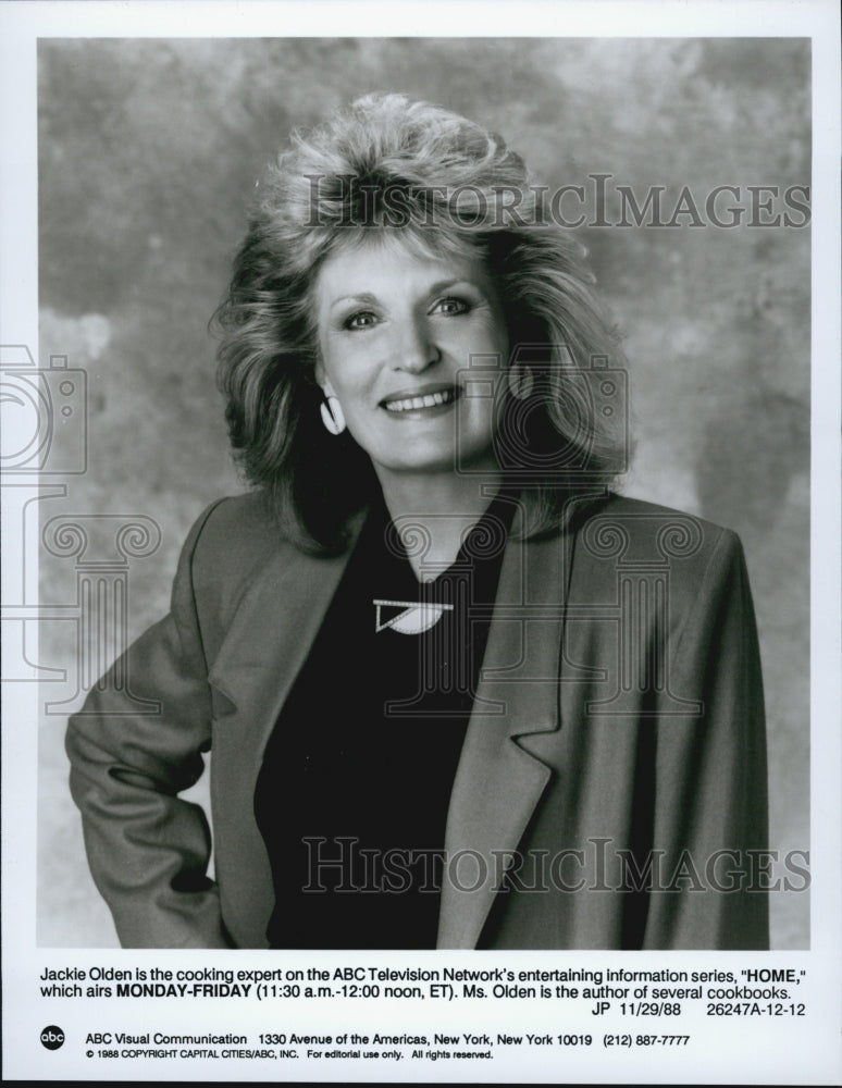 1988 Press Photo Jackie Olden cooking expert on ABC TV&#39;s &quot;Home&quot; - Historic Images
