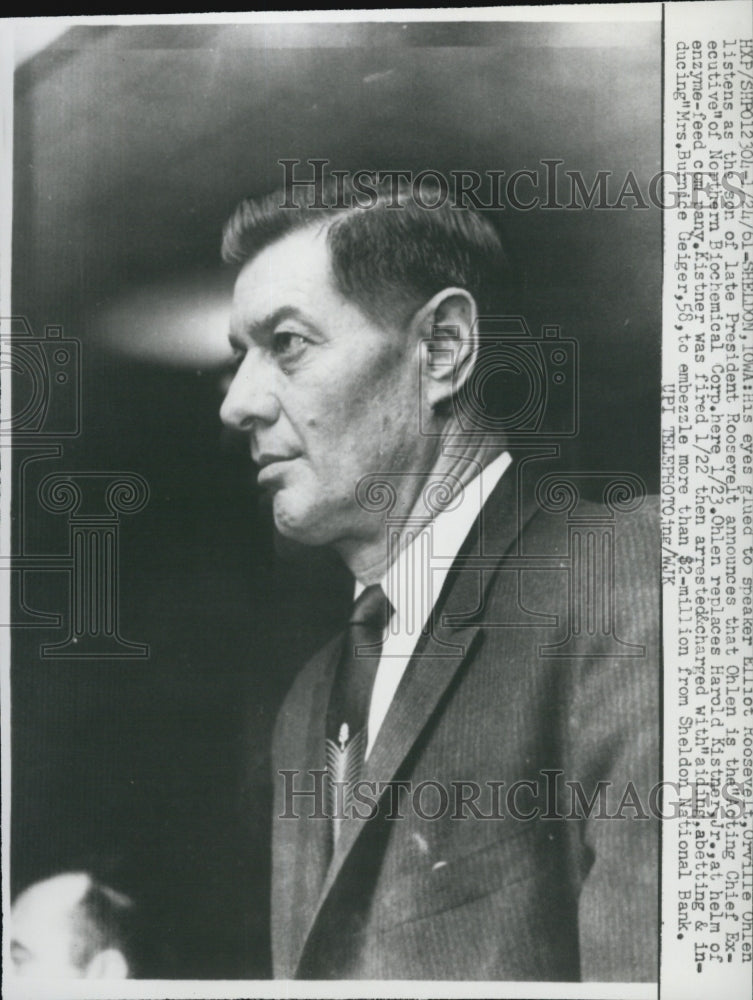 1961 Press Photo Orville Ohlen Is Chief Executive Northern Biochemical Company - Historic Images