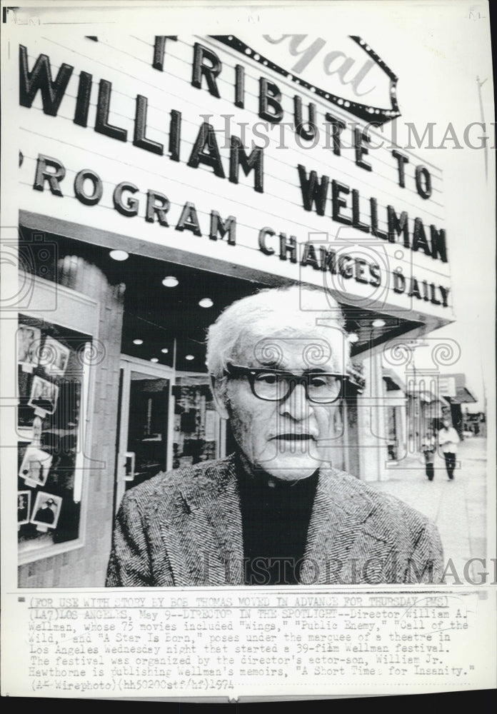 1974 Press Photo Director William Wellmen Movies include "Wings", "Public Enemy" - Historic Images