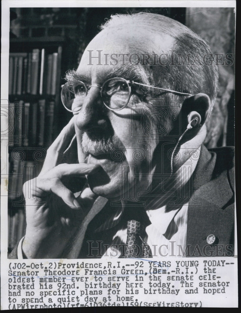 1959 Press Photo Sen. Theodore Francis Green of R.I. - Historic Images