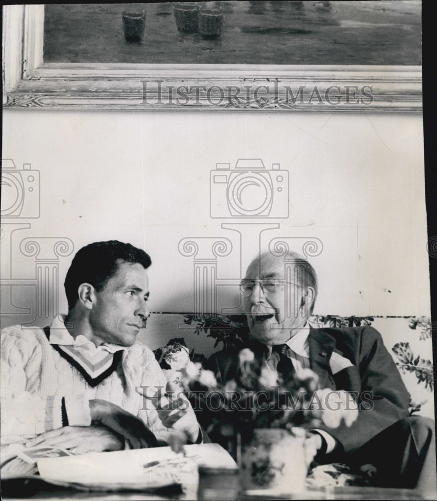 1961 Press Photo Seantor Claiborne Pell Senator Theodore Green 94th Birthday - Historic Images