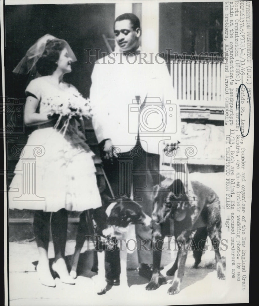 1969 Press Photo Guido St. Laurent and his bride Sandra, wedding photo. - Historic Images