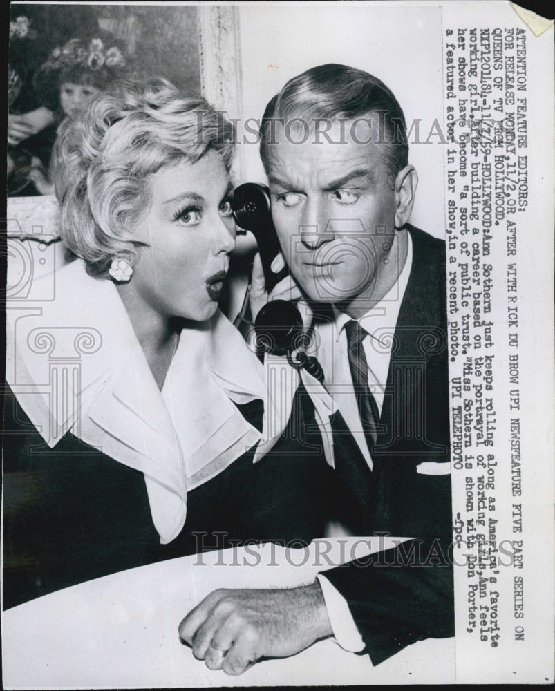 1959 Press Photo Actress Ann Sothern &amp; Don Porter - Historic Images