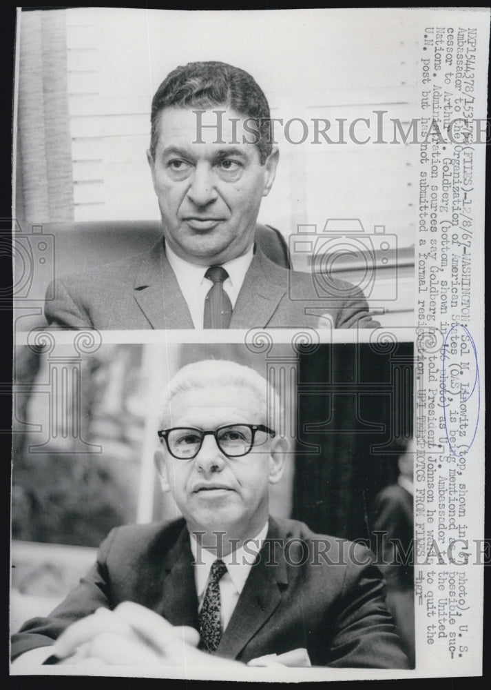 1967 Press Photo Sol M Libowitz,US Amb to OAS & Arthur Goldberg - Historic Images