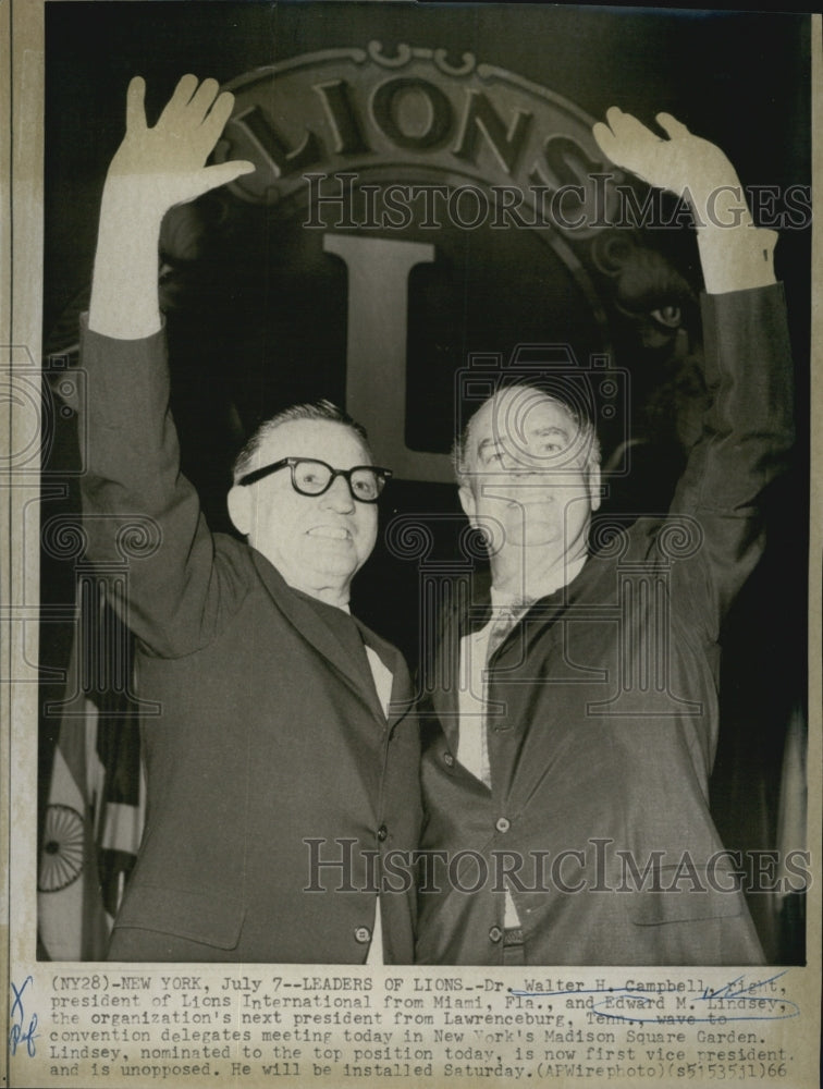 1966 Dr Walter H Campbell & Edward Lindsey of Lions Club - Historic Images