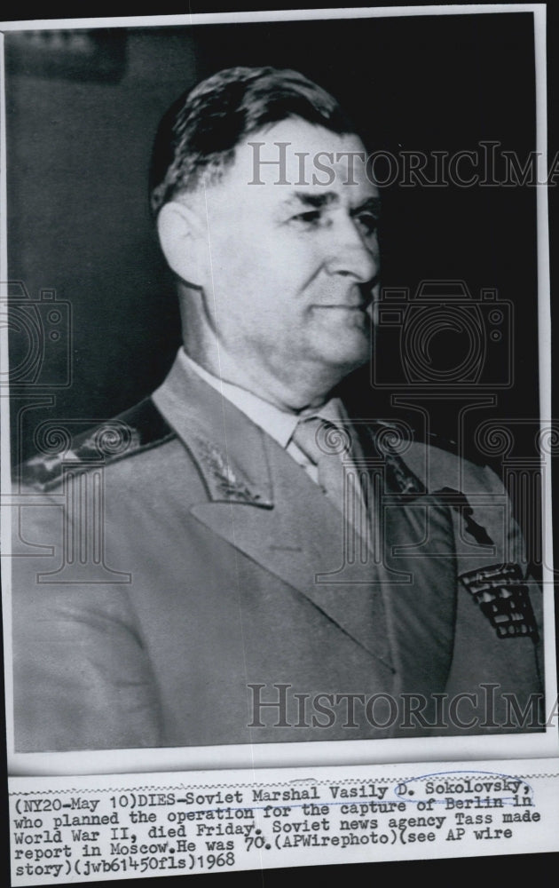 1968 Press Photo Soviet Marshal Vasily D Sokolovsky - Historic Images