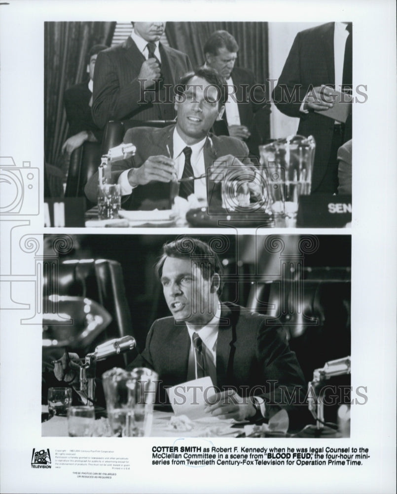 1983 Press Photo Cotter Smith as Bobby Kennedy in &quot;Blood Feud&quot; - Historic Images