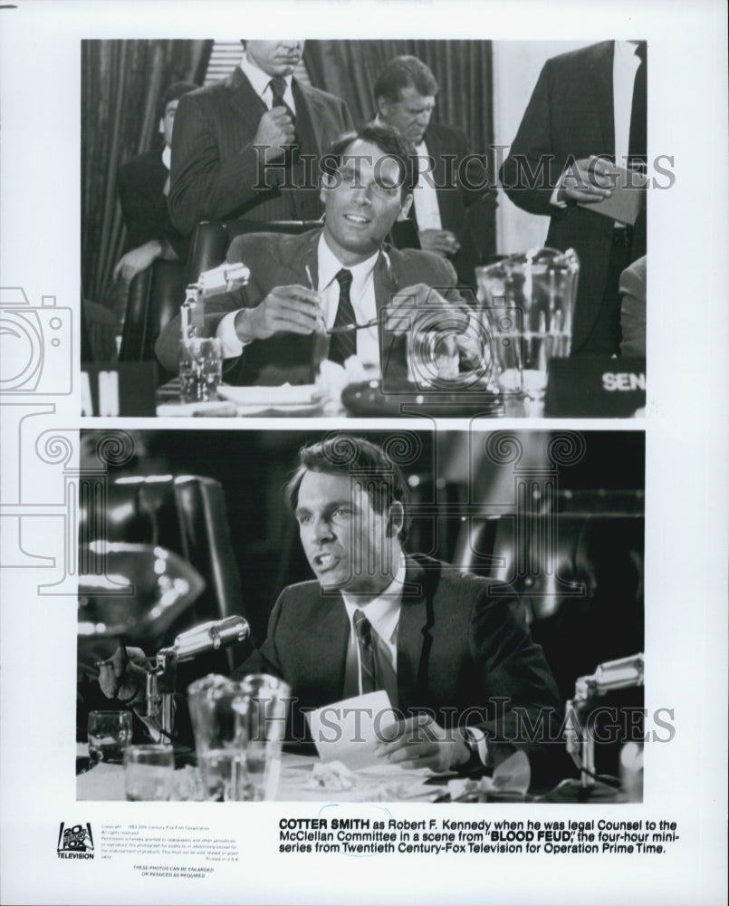 1983 Press Photo Cotter Smith as Bobby Kennedy in "Blood Feud" - Historic Images