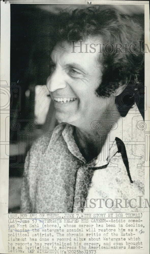 1973 Press Photo Acidic Comedian Martin Sahl Sees Career Helped by Watergate - Historic Images