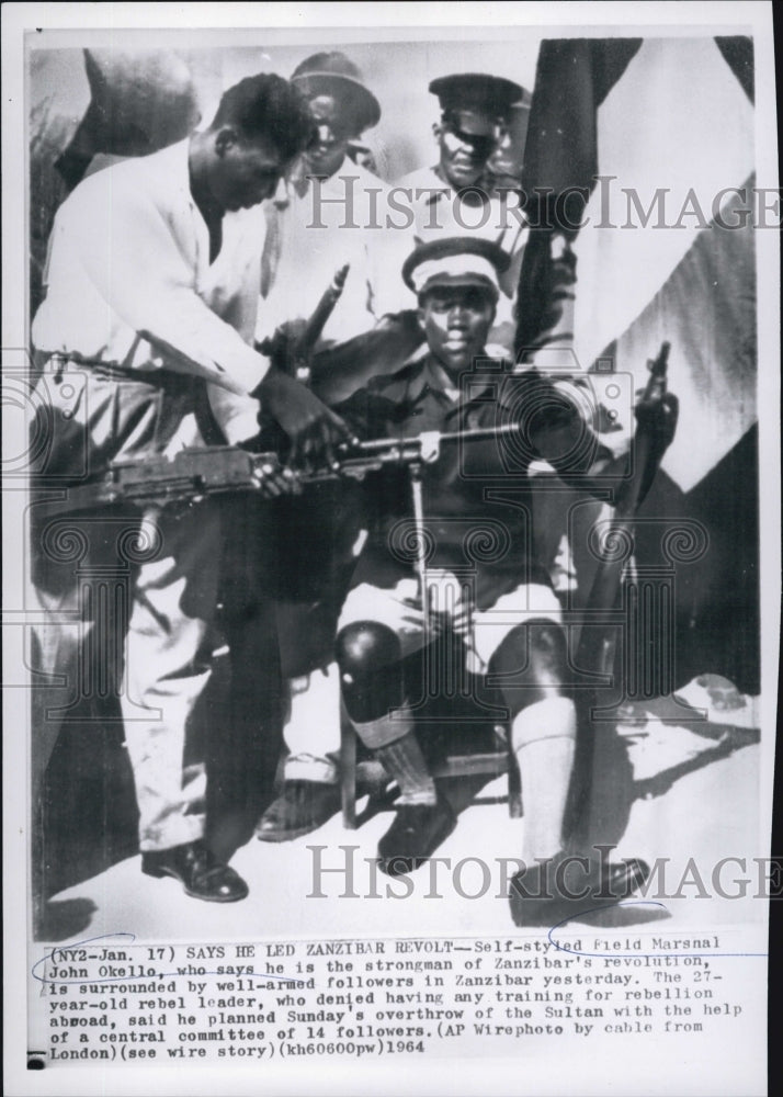 1964 Press Photo Field Marshal John Okello in Zanzibar Revolt against Sultan - Historic Images