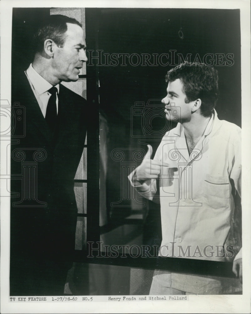 1962 Press Photo Actors Henry Fonda and Michael Pollard - Historic Images