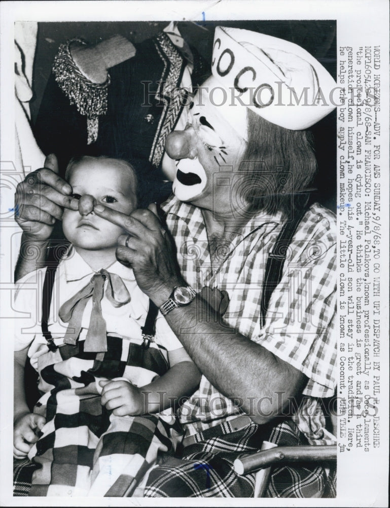 1968 Press Photo Michael Polakovs known as Cece the clown - Historic Images