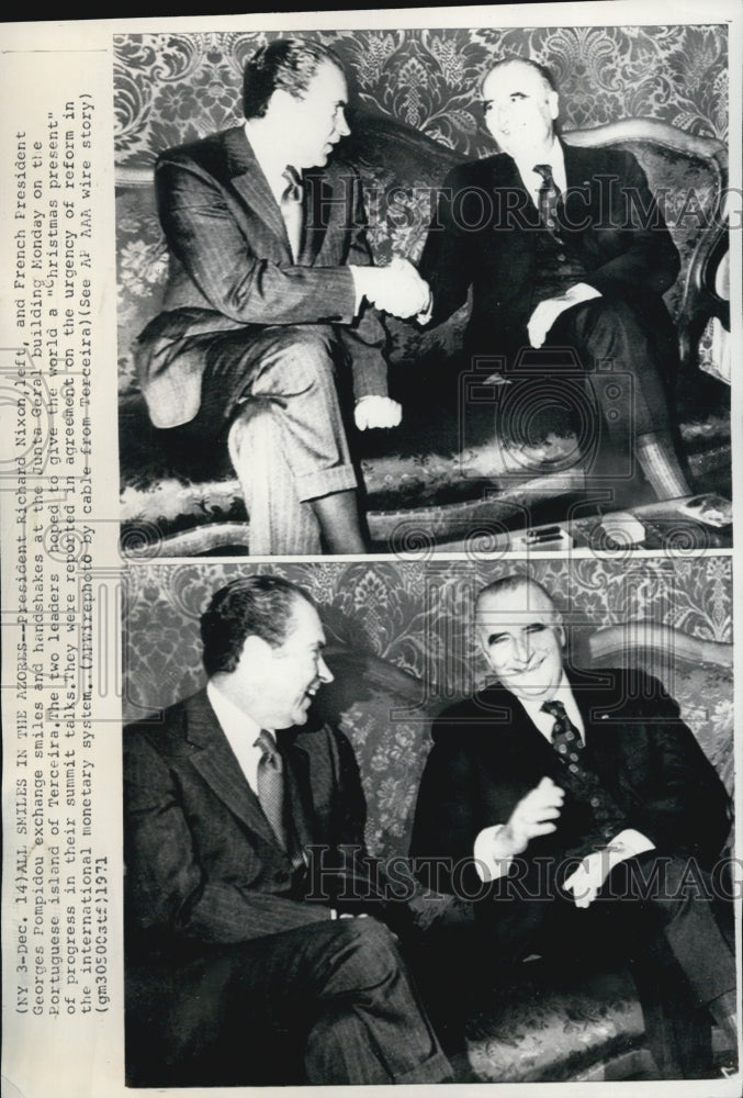 1971 Press Photo Pres Nixon and French Pres Pompidou - Historic Images