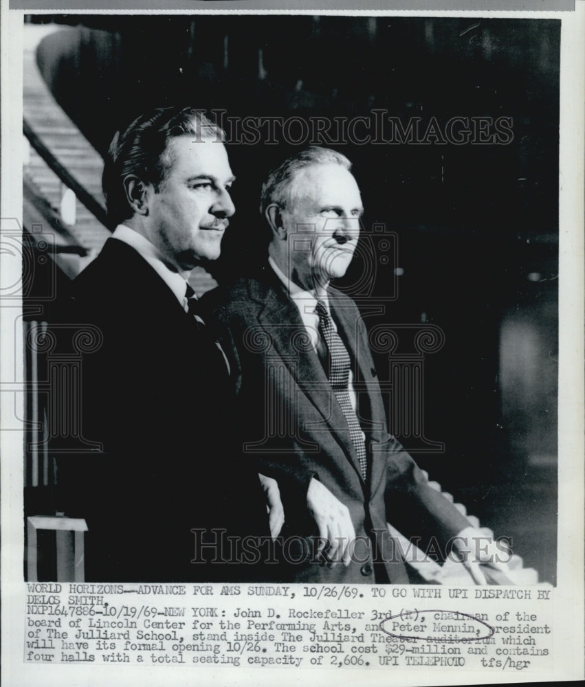1969 Press Photo John D. Rockefeller III and Peter Mennin - Historic Images