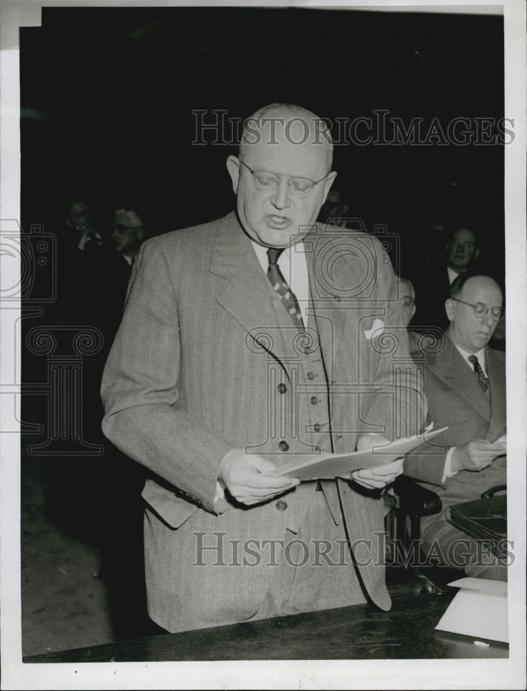 1948 Press Photo Carol Meins, Chairman of MTA, with Edward Dana, Pres. of MTA - Historic Images