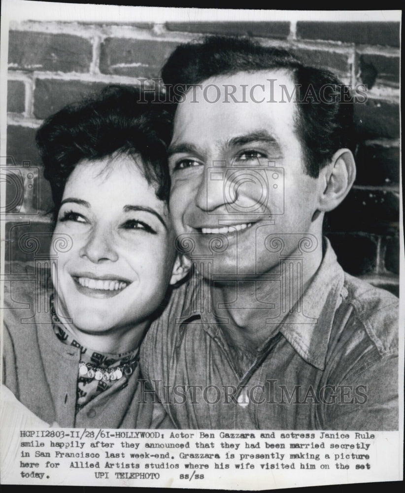 1961 Press Photo Actor Ben Gazzara and Actress Janice Rule, married secretly. - Historic Images